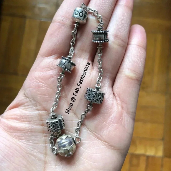 Pandora 5 clip sterling silver bracelet - Picture 12 of 13